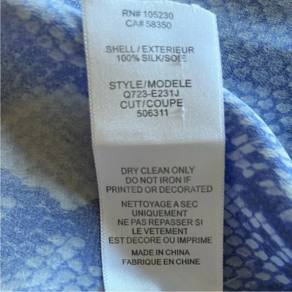 EQUIPMENT 100% Silk Reese Fading Blouse Marine Blue Ombré Snake Print M Like New - Picture 14 of 16